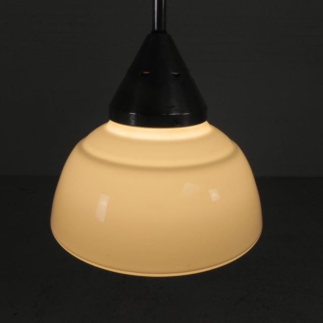 1930s Art Deco Pendant Lamp with Ribbed Glass Shade, 1930s For Sale - Image 5 of 14