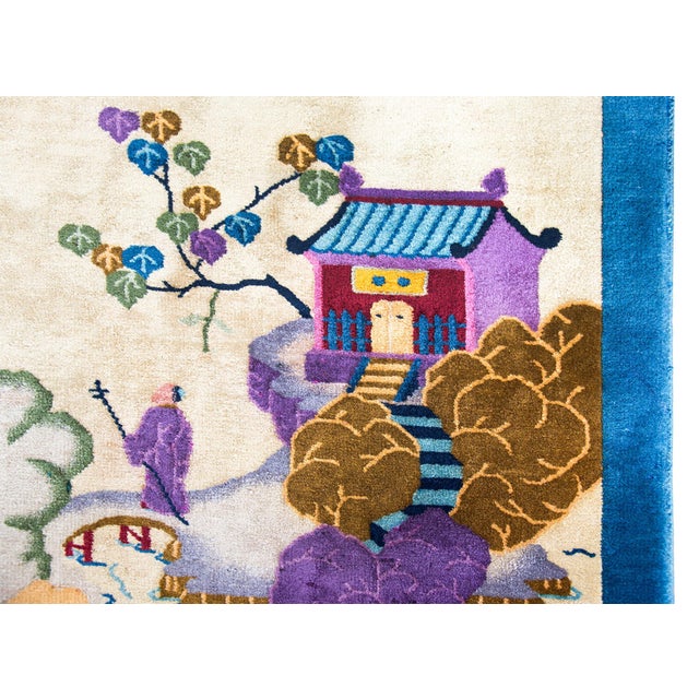 Early 20th Century Chinese Pictorial Art Deco Rug For Sale - Image 10 of 16