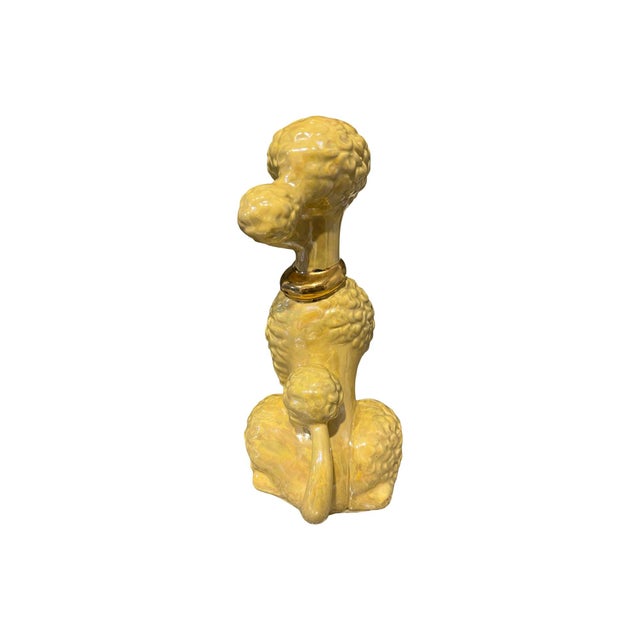 Ceramic Vintage Mid Century Modern Ceramic Dog Poodle Mint MCM Kitsch 1950s Yellow Gold For Sale - Image 7 of 9