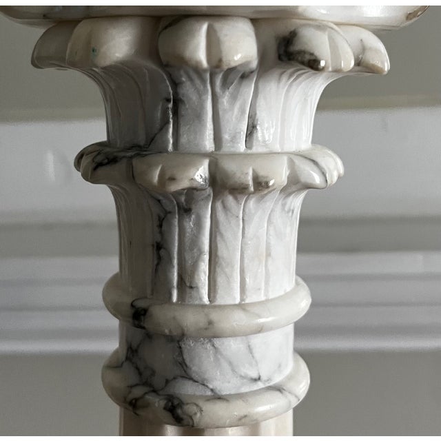 Mid 20th Century Black and White Marble Neoclassical Column Lamp For Sale - Image 5 of 8