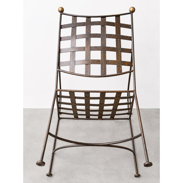 Mid-Century Modern Mid 20th Century Set of Six Mario Papperzini Style Iron Bronze Dining Chairs For Sale - Image 3 of 4