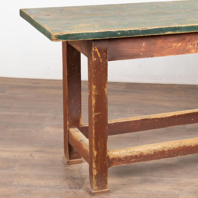 19th Century Rustic Original Painted Work Console Table For Sale - Image 6 of 14