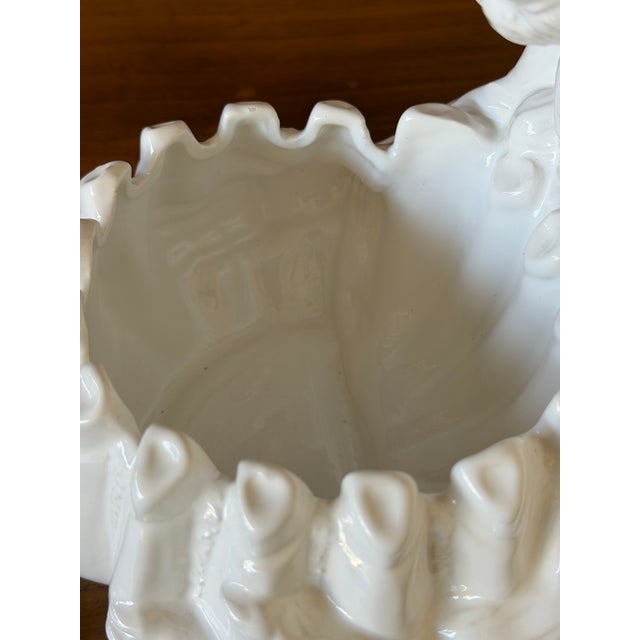 Ceramic Vintage Italian Regency White Glazed Monkey Sculptural Ceramic Cachepot For Sale - Image 7 of 12