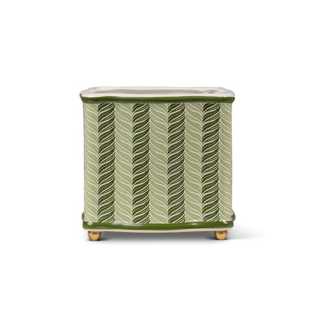 2020s Winterthur for Port 68 Acanthus Stripe Green Planter For Sale - Image 5 of 6