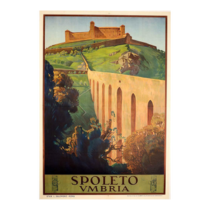 Spoletto Umbria by Cesare Simonetti 1927 Talian Railways Italian Travel Poster