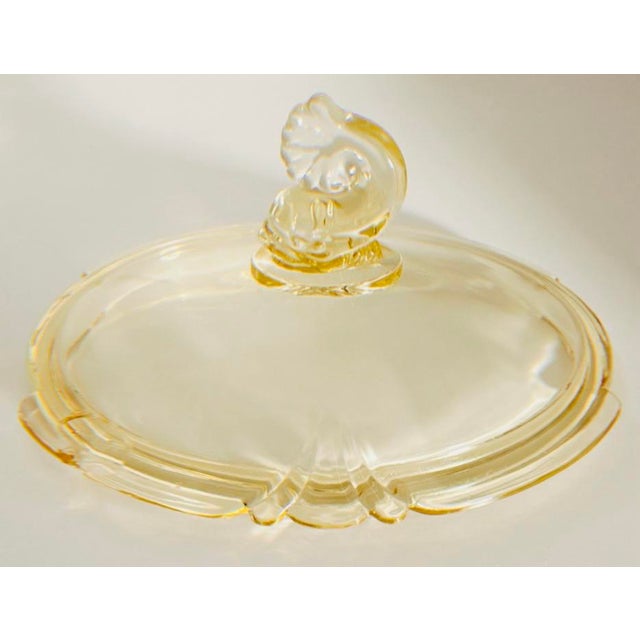 1930s Heisey Empress Sahara Yellow Glass Marmalade Jar With Recessed Lid For Sale - Image 9 of 12