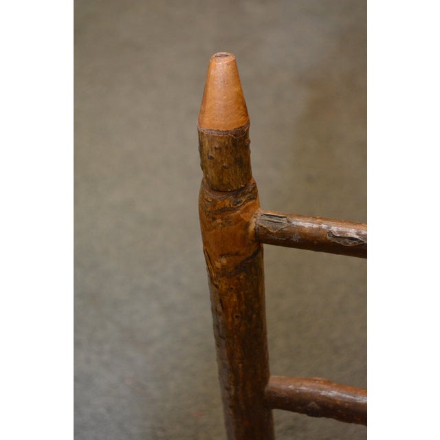 Farmhouse Vintage Folk Art Handcrafted Children's Wooden Log Chair - Va Artist - Signed 1984 For Sale - Image 3 of 13