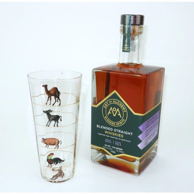 Art Deco Novelty Cocktail Glass With Hand Painted Animal Measurements, c.1930 For Sale - Image 9 of 12