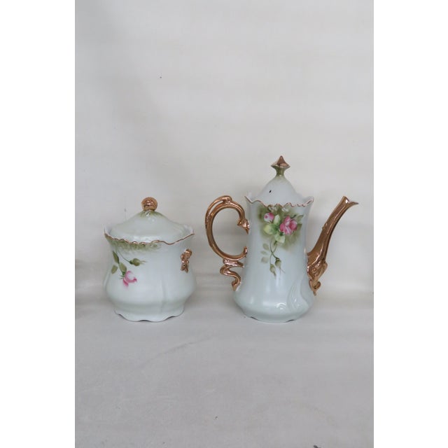 Late 20th Century Letson China Heritage Rose Floral Painted 11 Piece Tea Set 4409b For Sale - Image 5 of 12