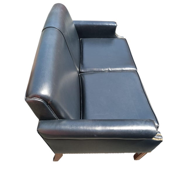 Black Own a Piece of History: The Rare Alma Desk Company Vintage Loveseat For Sale - Image 8 of 12