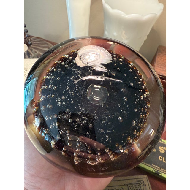 1960s 1960s Controlled Bubbles Black Mushroom Shape Bookend Paper Weight For Sale - Image 5 of 9