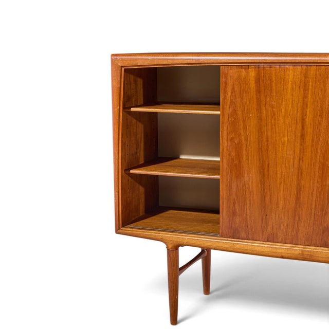 Brown Gunni Omann Mid Century Danish Teak High Sliding Door Credenza For Sale - Image 8 of 10