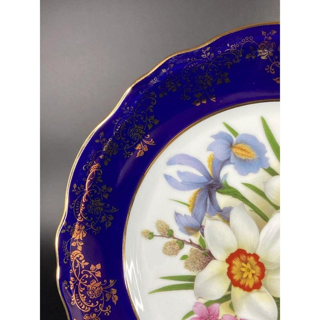 Blue Gilt and Cobalt Blue Porcelain Plate from Limoges Rehausse Main, France, 1920s For Sale - Image 8 of 12
