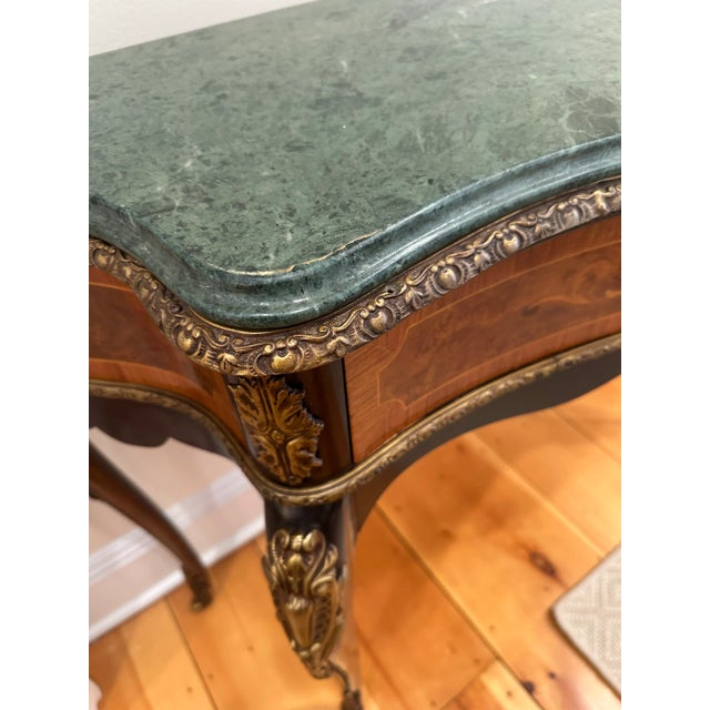 Antique Marble Topped Console Table With Marquetry Inlay For Sale - Image 4 of 12