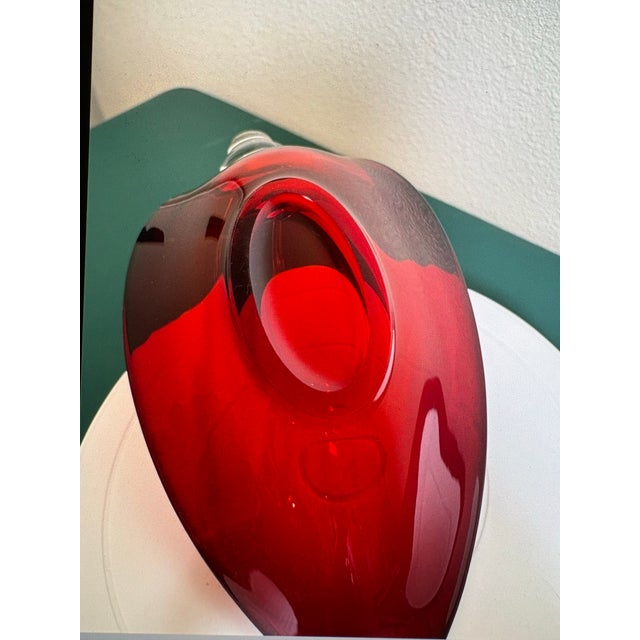 1950s Duncan and Miller Ruby Red Cranberry Glass Swan Bowl For Sale In Boise - Image 6 of 6