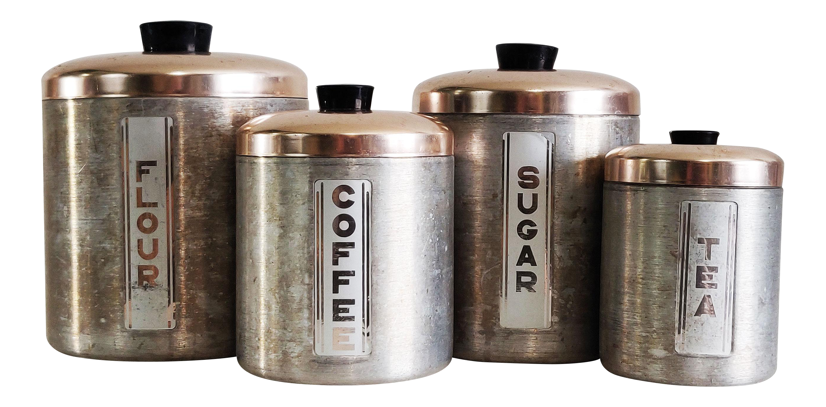 Vintage Spun Aluminum Nesting Canister Set with Copper Lids ...