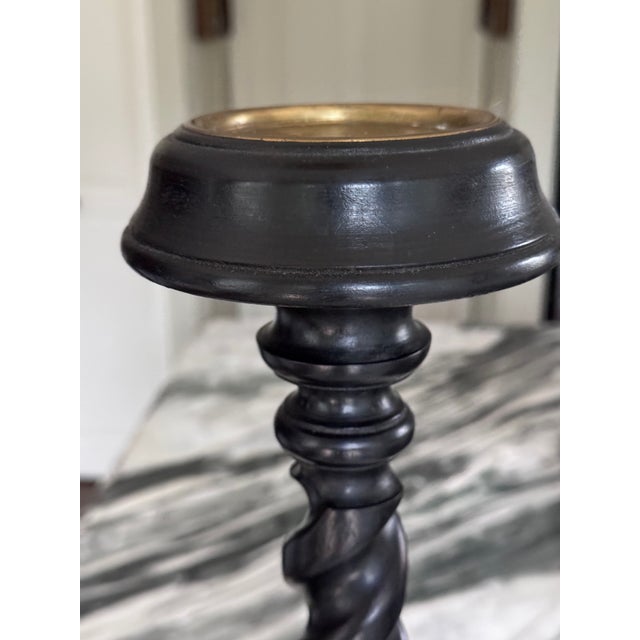 Vintage Carved Jacobean Barley Twist Large Scale Candle Holders - A Pair For Sale - Image 10 of 17