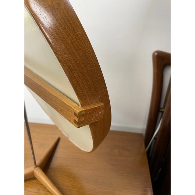 Wood Mid Century Modern Teak Table Mirror, Made in Sweden by Luxus, Vittsjö, Uno & Östen Kristiansson For Sale - Image 7 of 8