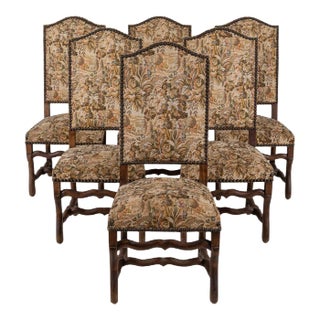 Beech Os De Mouton Tapestry Chairs, Set of 6 For Sale