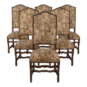 Beech Os De Mouton Tapestry Chairs, Set of 6