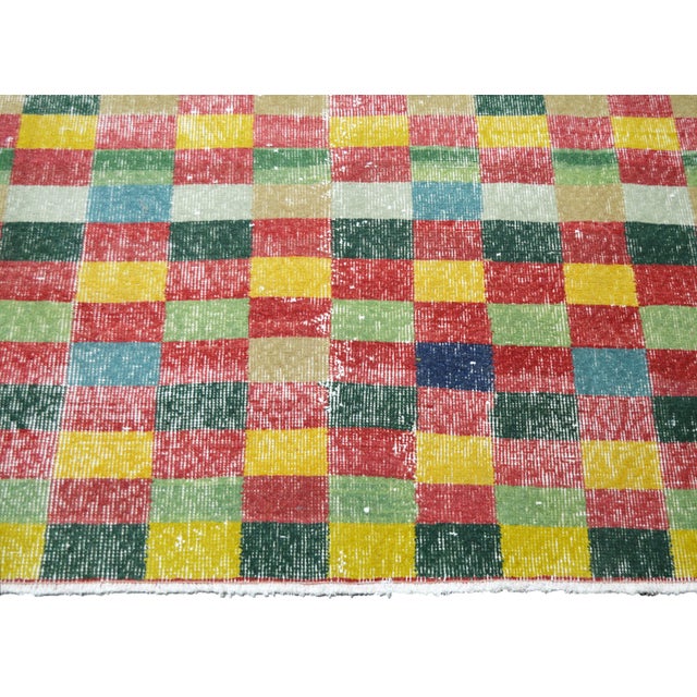 Vintage Turkish Anatolian Art Deco Hand Knotted Organic Wool Fine Weave Rug,7'1"x10'7" For Sale - Image 4 of 7