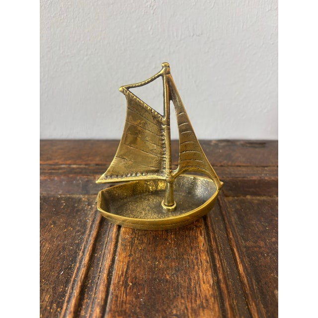 Mid 20th Century Vintage English Brass Sailboat For Sale - Image 5 of 6