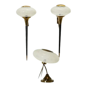 French Mid-Century Sconces & Matching Table Lamp - Set of 3