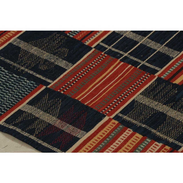 Rug & Kilim’s Modern Geometric Red and Blue Wool Runner For Sale In New York - Image 6 of 10