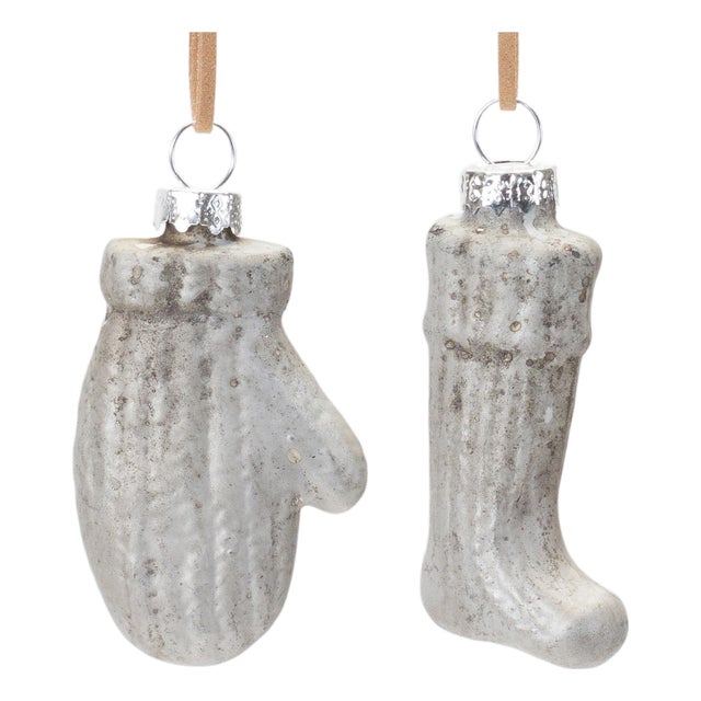 Glass Mitten and Stocking Ornament (Set of 12) For Sale