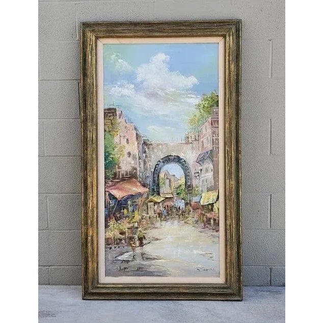 Mid 20th Century California Town Scene Oil Painting by Ruby Dobesh, Framed For Sale - Image 12 of 12