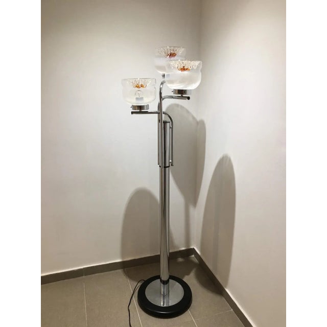Mid-Century Italian Murano Glass and Steel Floor Lamp, 1969 For Sale - Image 6 of 6