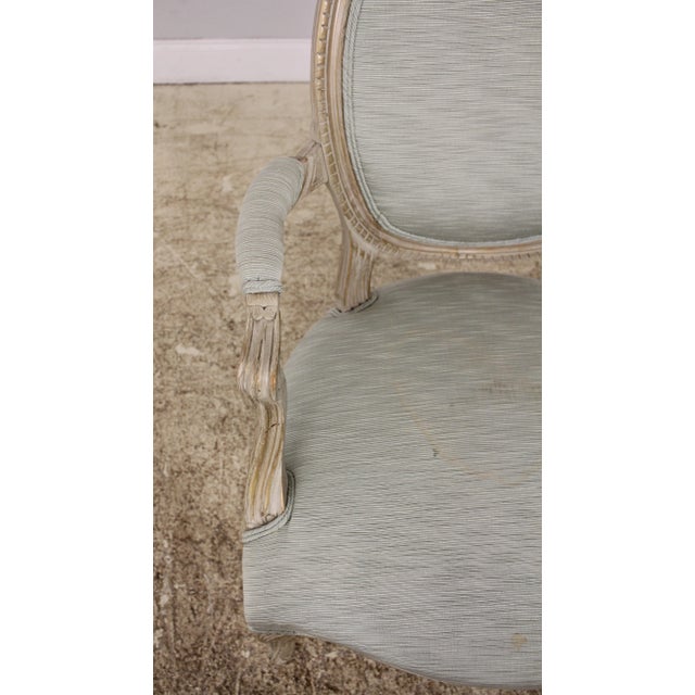 Pair French Painted Finish Medallion Back Armchairs For Sale In Philadelphia - Image 6 of 13