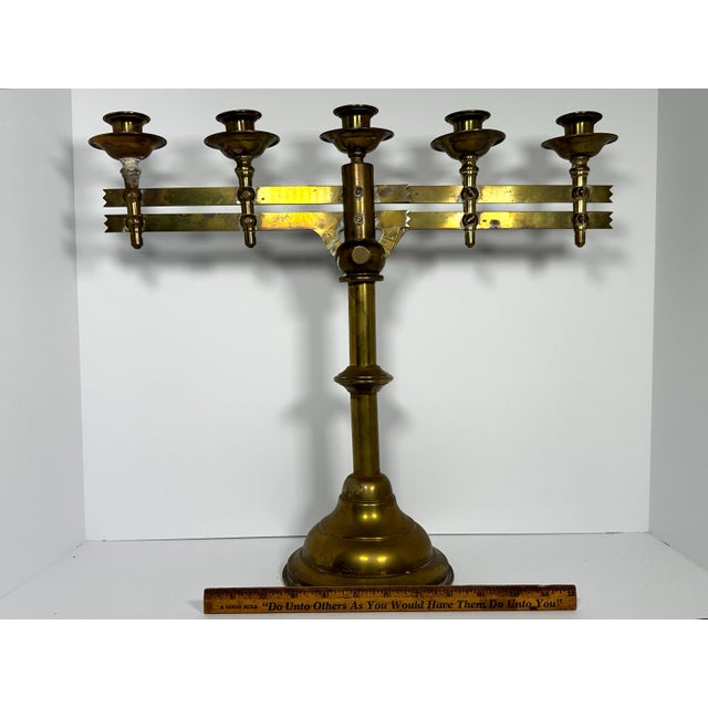Antique U.S. Army Brass Candelabras: Adjustable Pair For Sale - Image 10 of 10