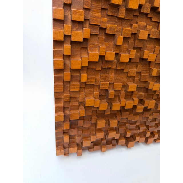 Brown Contemporary Pair of Wood Marquetry Cube Bedside Tables. Italy For Sale - Image 8 of 17