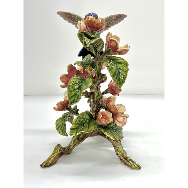 Jay Strongwater Dawn Hummingbird Tableau With Swarovski Crystals - Flora and Fauna Collection For Sale In Detroit - Image 6 of 18