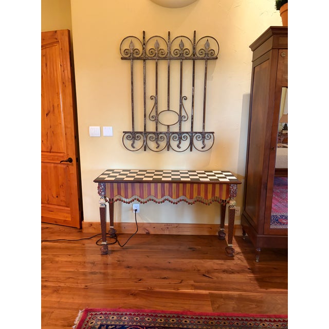 Black Mackenzie-Childs Courtly Stripe & Check Hand Painted Console Table For Sale - Image 8 of 10