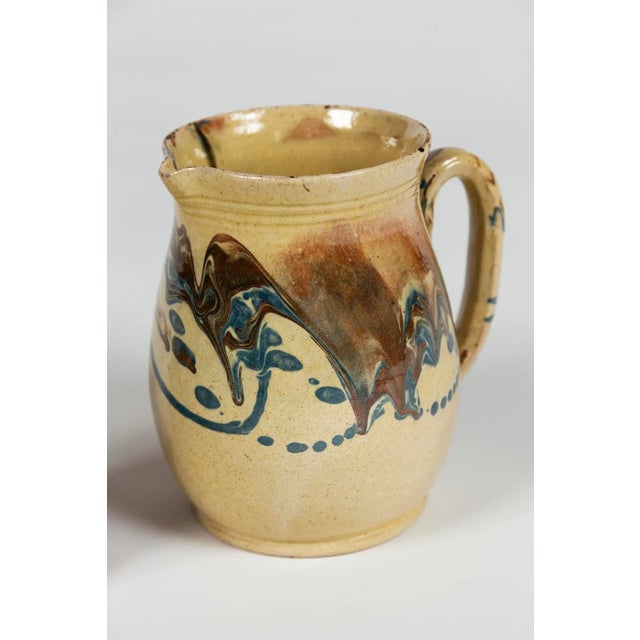 Ceramic Two Antique Jaspé Pottery Pitchers, France, Late 19th Century For Sale - Image 7 of 12
