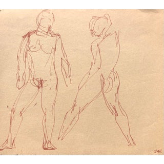1985 Female Nude Double Sided Drawing For Sale
