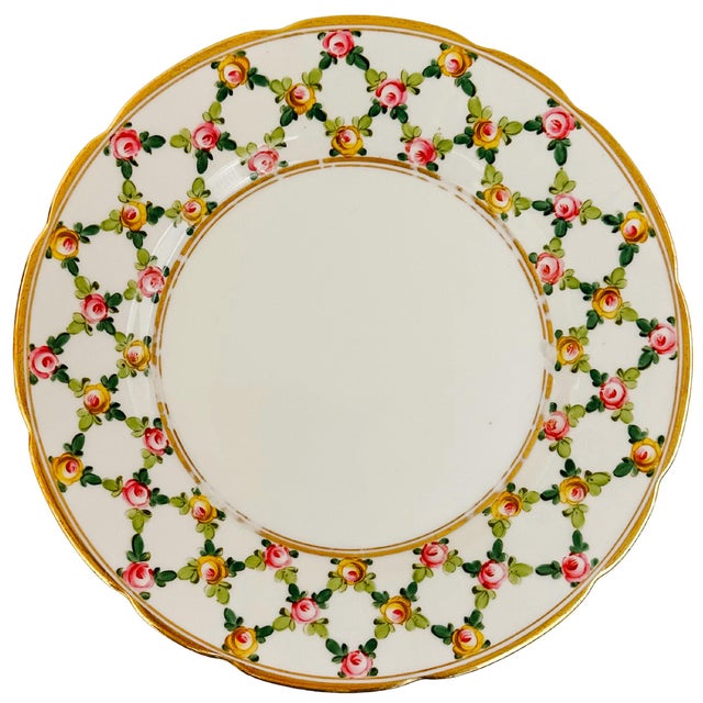Elevate your spring tablescape with this exquisite set of eight antique German porcelain luncheon plates. Featuring a...
