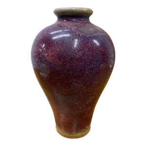 19th Century Petite Sang De Boeuf or Flambé Deep Purple Baluster Vase