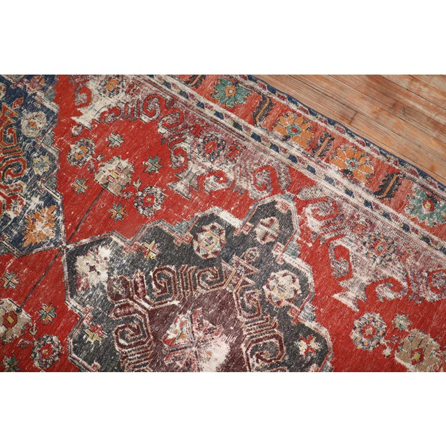 Antique Zabihi Collection Caucasian Soumac Flatweave Worn Gallery Size Rug - 5'8" x 12' For Sale - Image 9 of 11