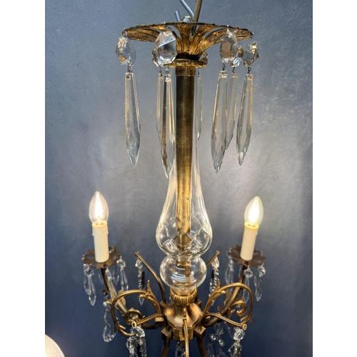 Antique French Bronze and Crystal Chandelier, 1800s For Sale - Image 4 of 12