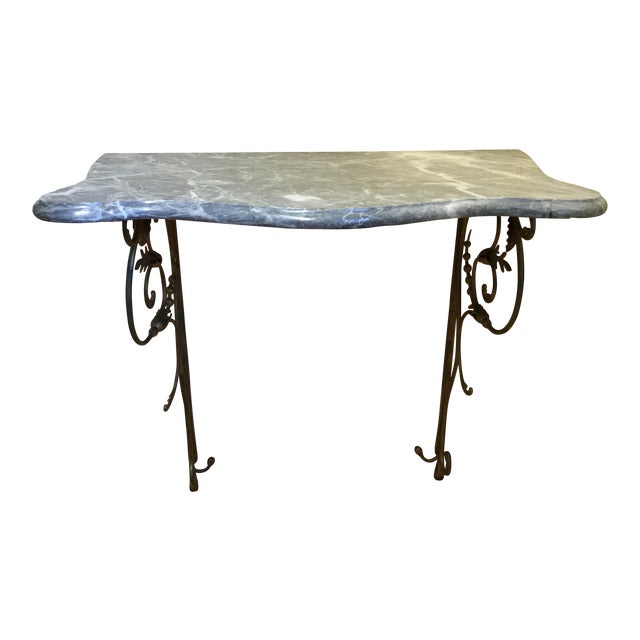 Wrought Iron Marble Topped Demilune Wall Hanging Table Chairish