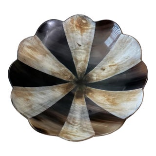 Polished Handmade Vintage Fluted Horn Bowl For Sale