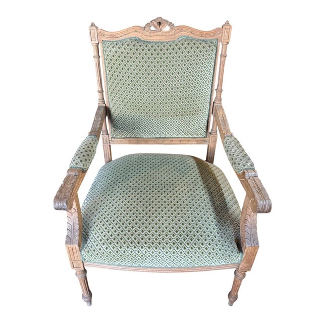 French Pair of Antique French Arm Chairs Louis XV For Sale - Image 3 of 9