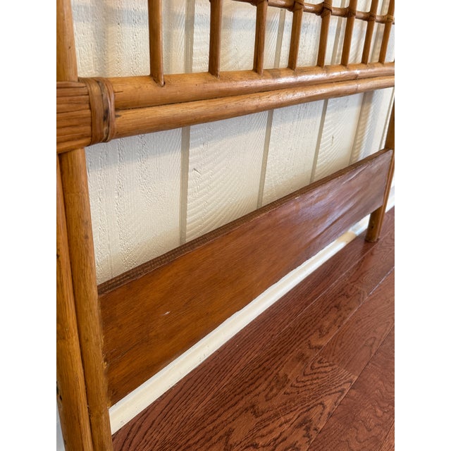 Brown Vintage Bamboo Rattan Twin Headboard Coastal Palm Beach Style For Sale - Image 8 of 8