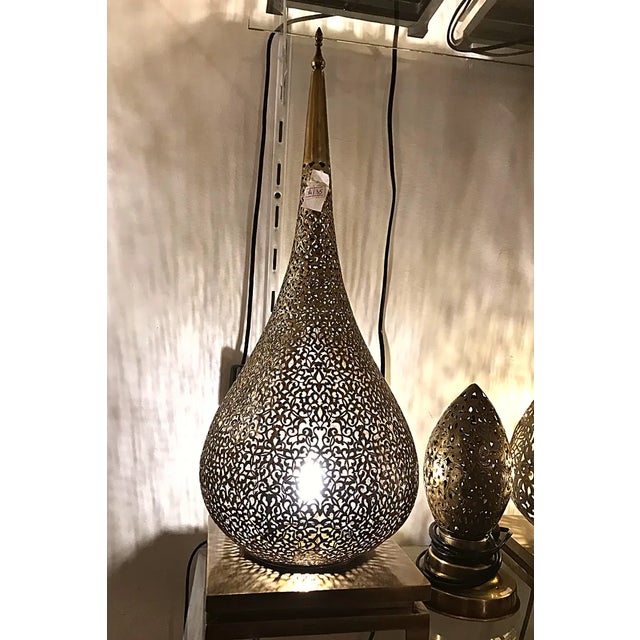 1980s Decorative Moroccan Embossed Brass Floor Lamp For Sale - Image 4 of 10