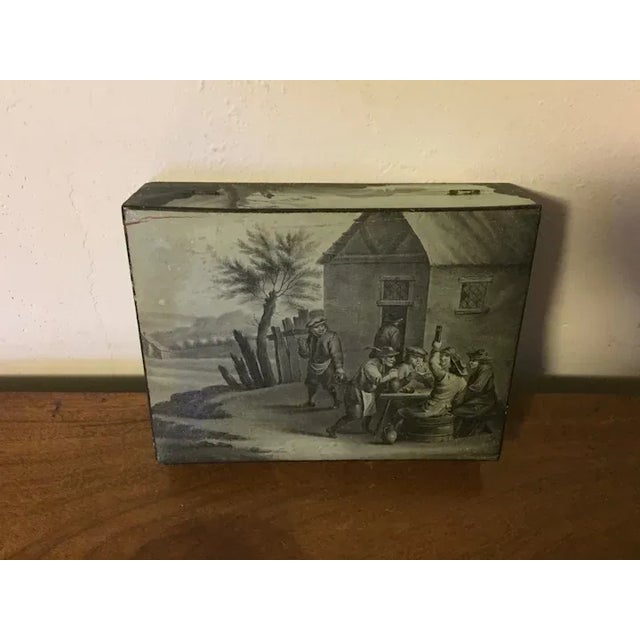 Black Antique 18th Century Belgian Grand Tour Lacquer Paint Decorated Wood Jewelry Trinket Box For Sale - Image 8 of 13