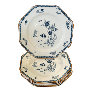 Old Bow Blue Pattern "Kakiyemon” by Wood & Sons Blue and White, Set 6