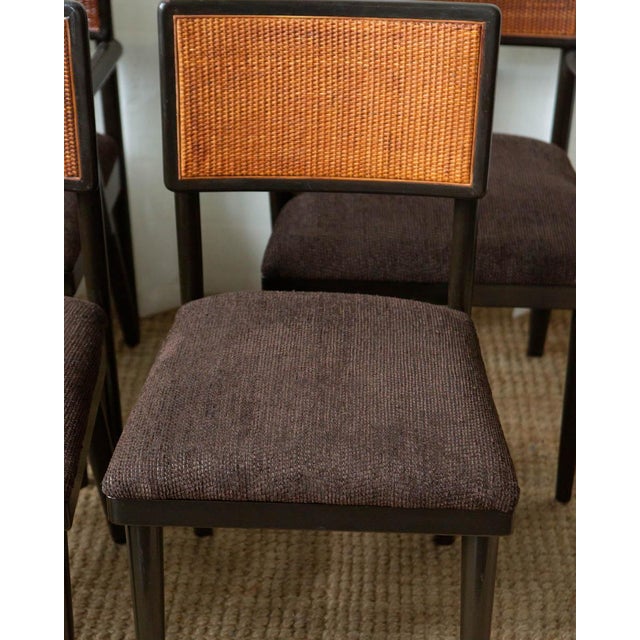 1950s 1950s John Stuart Mid-Century Modern Cane and Wood Dining Chairs - Set of 4 For Sale - Image 5 of 13